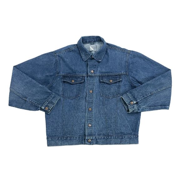 Vintage 60s H Bar C Selvedge Denim Blue Jean Trucker Jacket Size XL? Large?